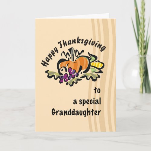 Granddaughter Thanksgiving with Pumpkin Card