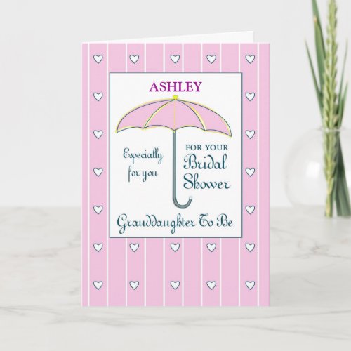 Granddaughter To Be Personalize Name Bridal Shower Card