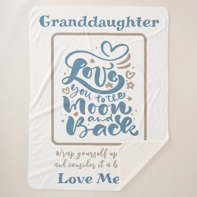 Granddaughter To the Moon and Back Love Mema Sherpa Blanket (Front)