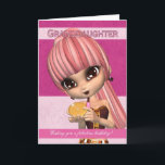 Granddaughter Trendy Birthday Girl Greeting Card<br><div class="desc">Cute birthday card with birthday girl,  makeup and compact,  trendy clothing and hair colors</div>