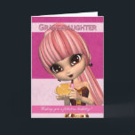 Granddaughter Trendy Birthday Girl Greeting Card<br><div class="desc">Cute birthday card with birthday girl,  makeup and compact,  trendy clothing and hair colors</div>