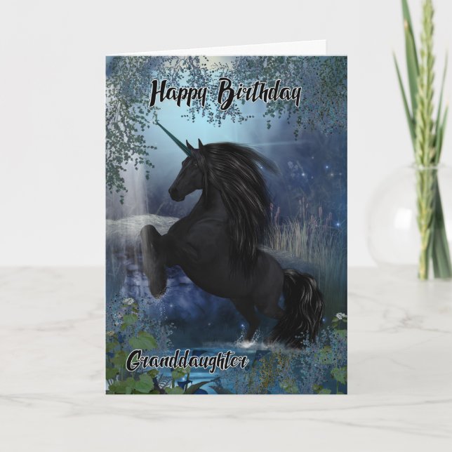 Granddaughter, Unicorn Birthday Card (Front)