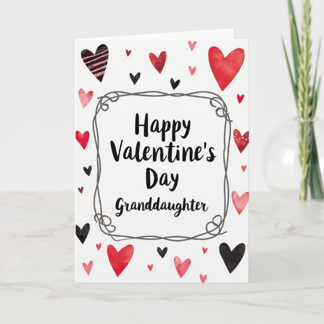 Granddaughter Valentines Watercolor Card (Front)
