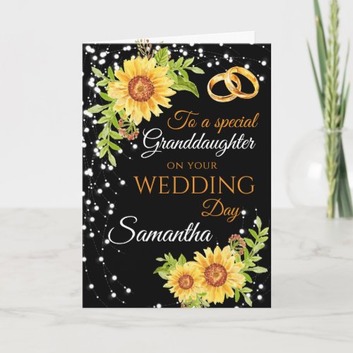 Granddaughter Wedding Day Congrats Sunflower Card
