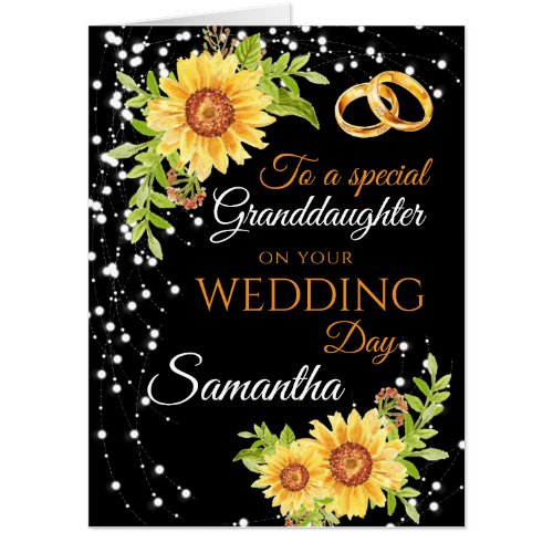 Granddaughter Wedding Day Congrats Sunflower Jumbo Card