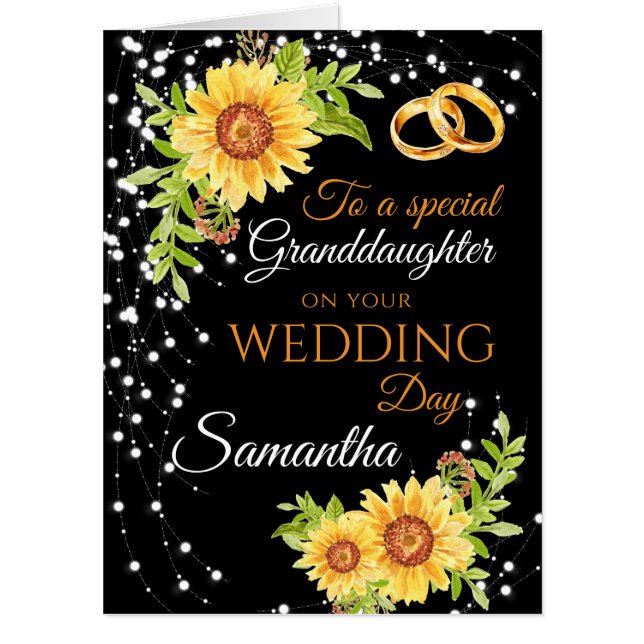 Granddaughter Wedding Day Congrats Sunflower Jumbo Card (Front)