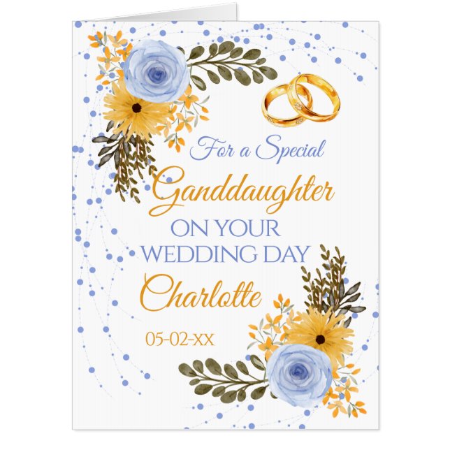 Granddaughter Wedding Day Floral Oversized Card (Front)