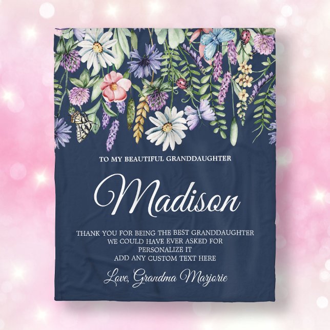 Granddaughter Wildflowers Personalized Fleece Blanket (Granddaughter Wildflowers Personalized Fleece Blanket
)