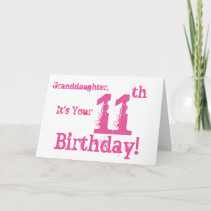 Granddaughter's 11th birthday in pink. card