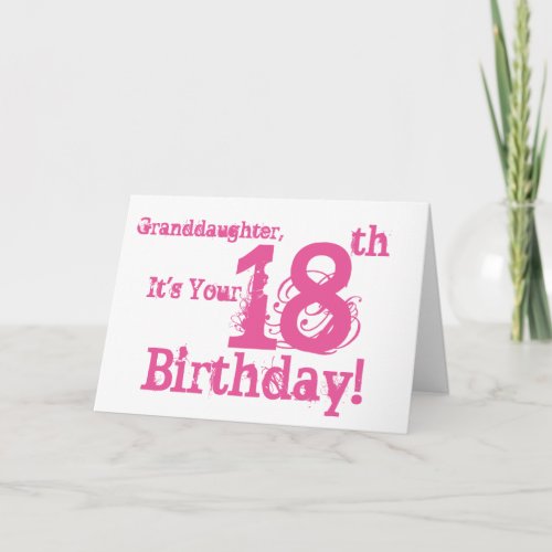 Granddaughters 18th birthday in pink card