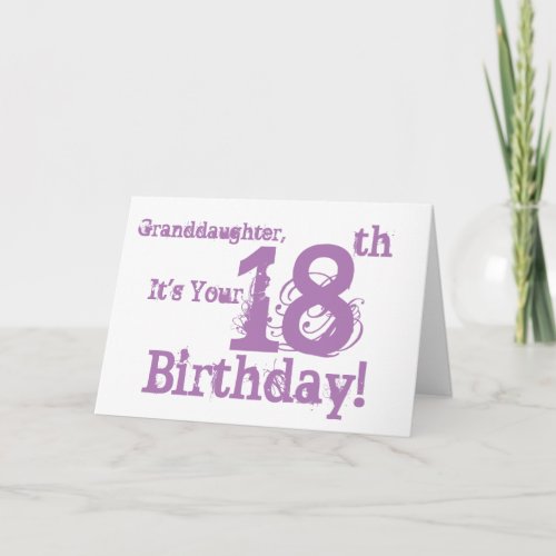 Granddaughters 18th birthday in purple card