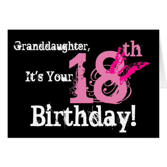 Granddaughter's 18th Birthday, Pink Butterfly. Card 