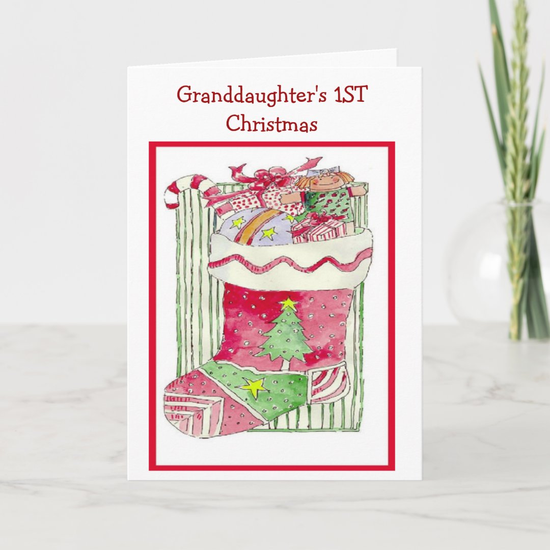 Granddaughter's 1ST Christmas - Greeting Card | Zazzle