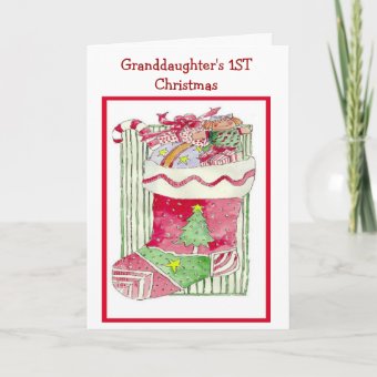 Granddaughter's 1ST Christmas - Greeting Card | Zazzle