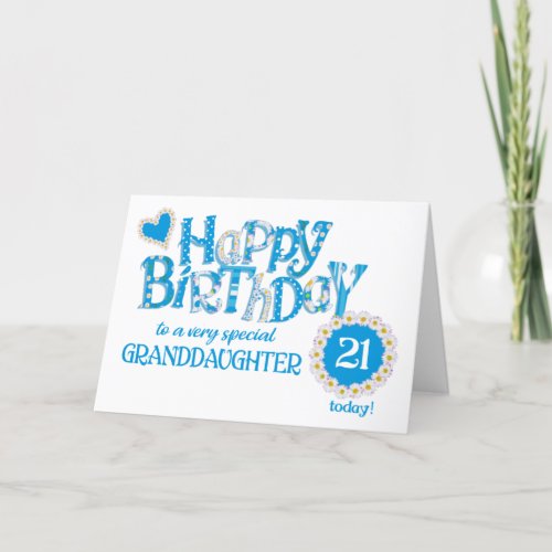 Granddaughters 21st Birthday Daisies Word Art Card