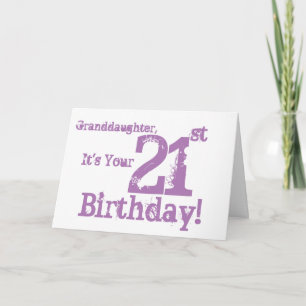 Granddaughter's 21st birthday in purple. card