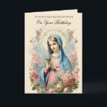 Granddaughters Birthday Religious Floral Scripture Card<br><div class="desc">Featuring a beautiful vintage image of the Blessed Virgin Mary holding a rose with vintage flowers around her.  Inside is a scripture verse with another beautiful floral bouquet.  All text and fonts can be modified.</div>