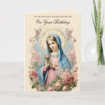 Granddaughters Birthday Religious Floral Scripture Card<br><div class="desc">Featuring a beautiful vintage image of the Blessed Virgin Mary holding a rose with vintage flowers around her.  Inside is a scripture verse with another beautiful floral bouquet.  All text and fonts can be modified.</div>