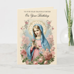 Granddaughters Birthday Religious Floral Scripture Card