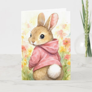 Granddaughter's Easter Bunny in a Pink Hoodie  Card