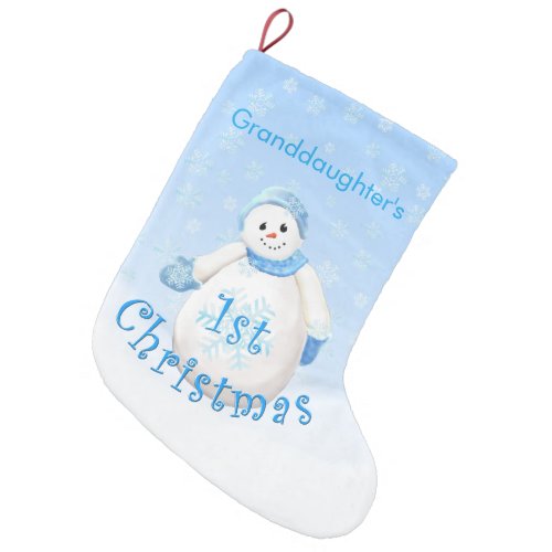 Granddaughters First Christmas Snowman Small Christmas Stocking