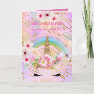 GRANDDAUGHTER's UNICORN Gifts Pink Gold Girly Card