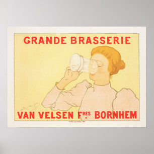 Grande Brasserie Belgium Beer Brewery Old Advert Poster