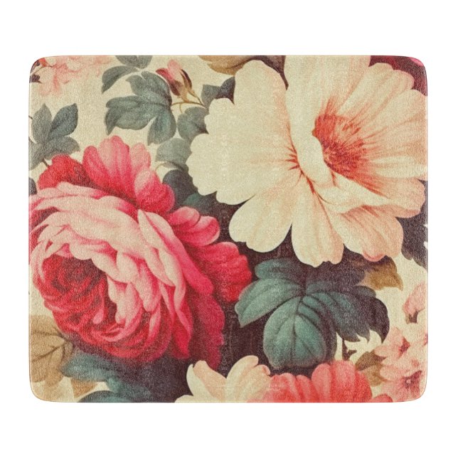 Grandeur Garden Bloom Decorative Glass Cutting Board (Front)
