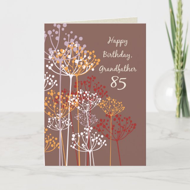Grandfather 85th Birthday Brown Wildflowers Card (Front)