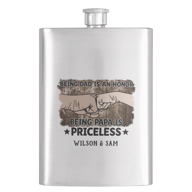 Grandfather | Being Papa Is Priceless | Father Fla Flask (Front)
