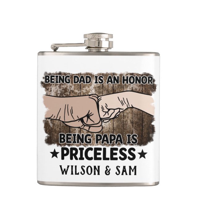 Grandfather | Being Papa Is Priceless | Father Flask (Front)