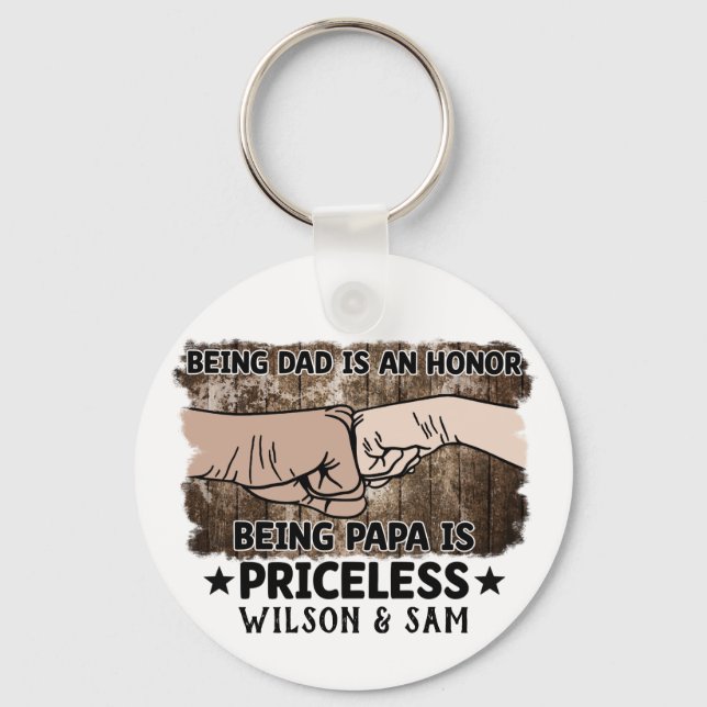 Grandfather | Being Papa Is Priceless | Father Keychain (Front)