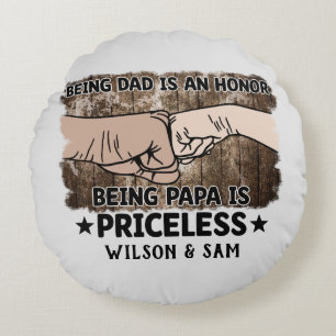 Grandfather   Being Papa Is Priceless   Father Round Pillow