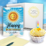 Grandfather Birthday  Card<br><div class="desc">Make your Grandfather feel special on his birthday by sending him this cheerful sun card with inside text that reads "The sun started shining just a little brighter on the day you were born." A cute smiling decorative Yellow and orange sun floats in the blue sky with clouds.</div>