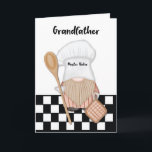 Grandfather Birthday Whimsical Gnome Baker Baking Card<br><div class="desc">The gnome, with a charming baker's hat and a warm, inviting expression, embodies the essence of creativity and culinary magic. In his hands, he holds a wooden spoon and a pot holder, symbolizing the joy and skill of baking. The card conveys a sense of deliciousness and warmth, capturing the spirit...</div>