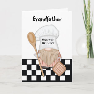 Grandfather Birthday Whimsical Gnome Chef Cooking Card