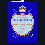Grandfather Birthday with Shield<br><div class="desc">Wish your grandfather a happy birthday with a royal shield. A golden crown sits over a shield with golden scrollwork. Tell your grandfather he is the best in a regal medieval way!</div>