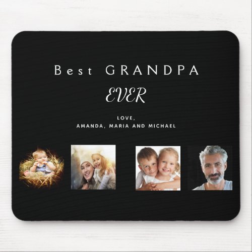 Grandfather black family photo collage mouse pad