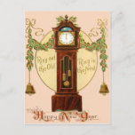 Grandfather Clock Holly Mistletoe Bell Postcard at Zazzle