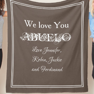Grandfather Custom Grandkids Names Love You ABUELO Fleece Blanket