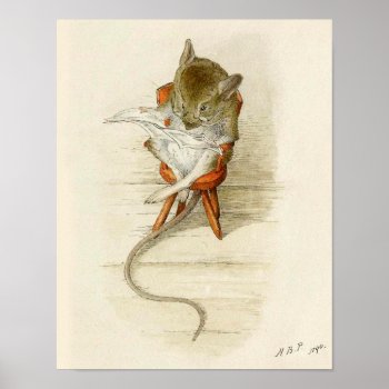 Grandfather Dormouse Reading Newspaper Poster by kidslife at Zazzle