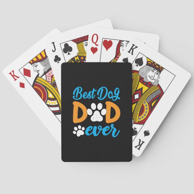 Grandfather Gift | Best Dog Dad Ever Poker Cards (Back)