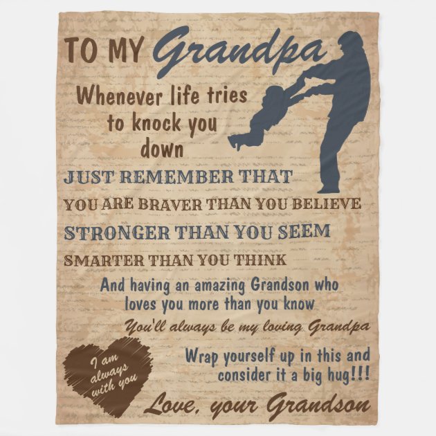 Grandfather Gift From Grandson Retro Grandpa Fleece Blanket