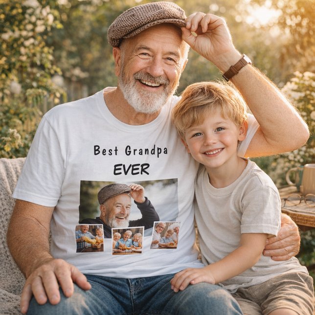 Grandfather grandpa family photo collage T-Shirt (Creator Uploaded)