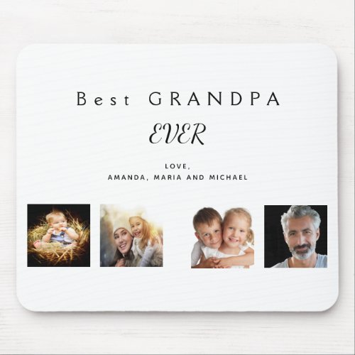 Grandfather Grandpa family photo collage white Mouse Pad