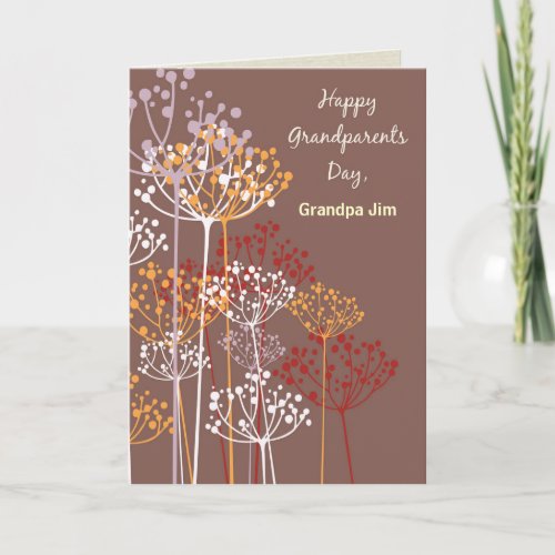 Grandfather Grandparents Day Brown Wildflowers Card