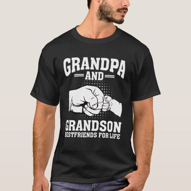 Grandfather Grandson Friends Fist Bump  Grandpa Gr T-Shirt (Front)
