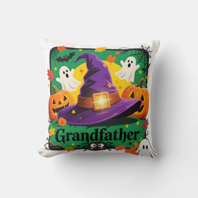 Grandfather Halloween-Style Cojin Throw Pillow (Front)