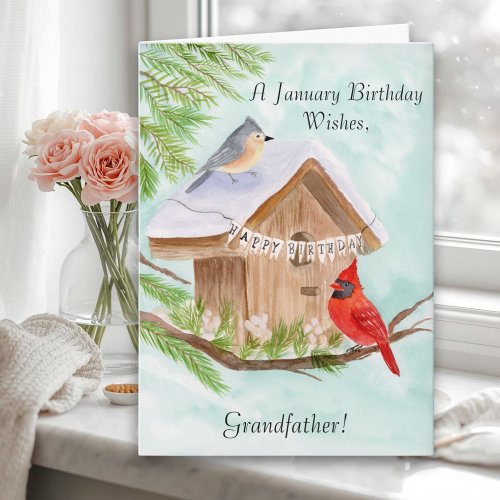  Grandfather Happy January Birthday Birds