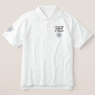 Grandfather I Love My Grandkids and Tennis Gray Embroidered Polo Shirt